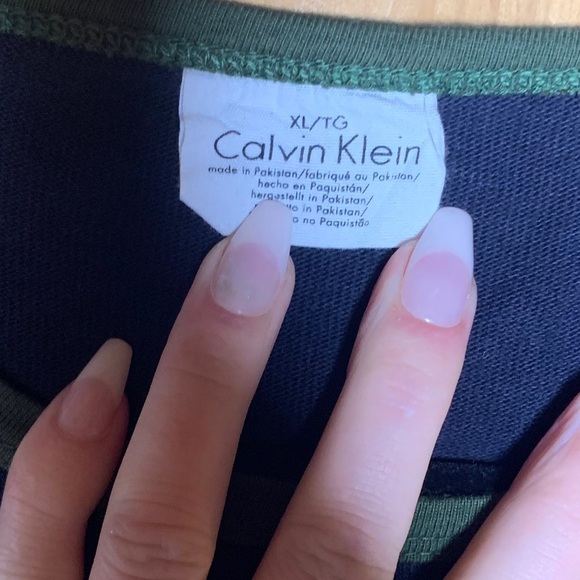 CALVIN KLEIN Navy Blue w/Green Trim Long Sleeve XL - Picture 7 of 7